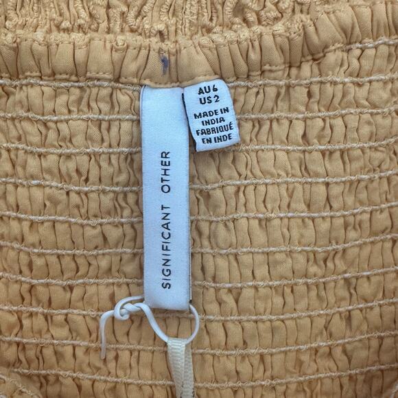 NWT Significant Other Elsa Dress Womens 2 Orange Eyelet Puff Sleeve Smocked Boho - Picture 8 of 10